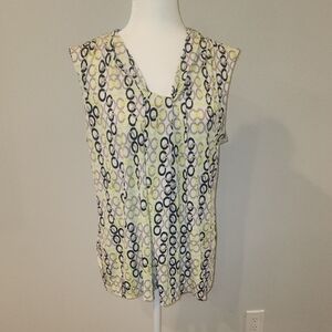 Patterned Sleeveless Top - Black, White, Green